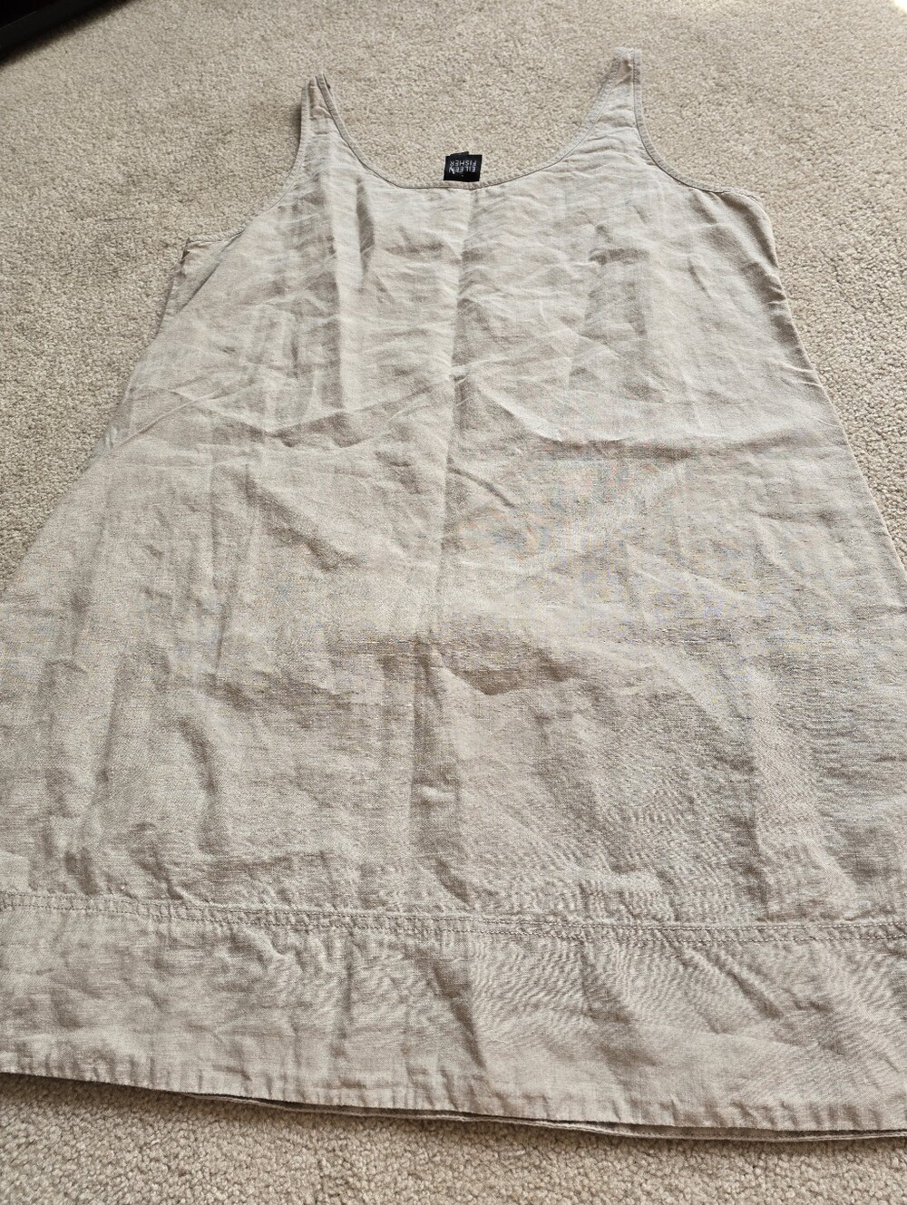 Eileen Fisher Natural Oatmeal Organic Linen Tunic Dress With Pockets Size Large - Picture 10 of 10